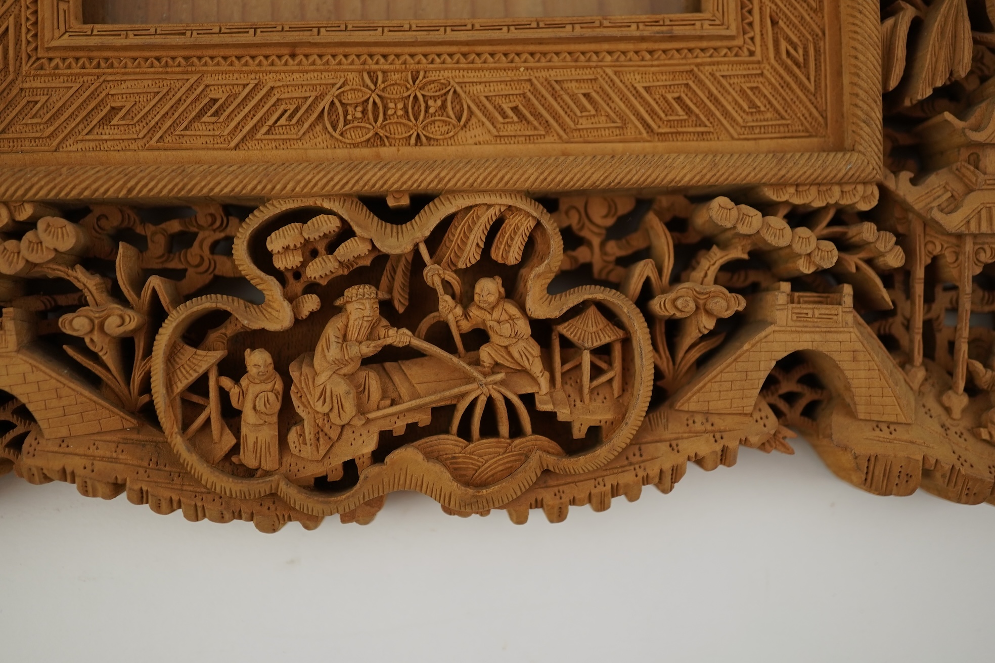 A pair of Chinese carved sandalwood frames, late 19th century